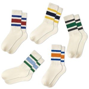 American Trends Women's Retro Striped Crew Socks 5-Pack