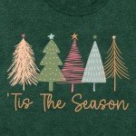LINZEOO Merry Christmas Shirt for Women Xmas Holiday Tshirt Tis The Season Christmas Trees Tee Tops Green