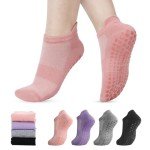 4 Pairs Women's Non-Slip Pilates Grip Socks