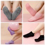 4 Pairs Women's Non-Slip Pilates Grip Socks