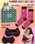 Cat Lover Gift Set: Socks, Sleep Mask & Box