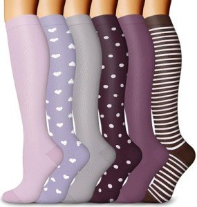 6 Pairs of Women's 15-20 mmHg Compression Socks