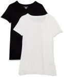 Amazon Essentials Women's 2-Pack Classic-Fit Short-Sleeve Crewneck T-Shirt, Black/White, Large