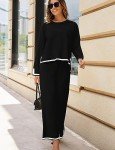 Tanming Women's Black Knit Sweater and Pants Set