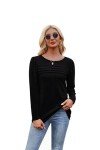 Jescakoo Women's Pleated Long Sleeve Tunic Blouse