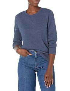 Women's French Terry Fleece Crewneck Sweatshirt - Navy