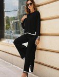 Tanming Women's Black Knit Sweater and Pants Set