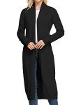 Grace Karin Solid Open Front Maxi Cardigan - Black - XL