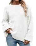 Oleda Women's Oversized Fuzzy Knit Sweater - White