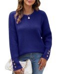 Cozy Blue Batwing Crewneck Sweater for Women