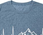 Women Graphic Tees Mountain Adventure Shirts Heartbeat Hiking Camping Letter Print Tshirts Casual Short Sleeve Tee Tops-Blue L