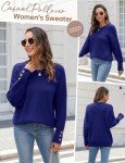 Cozy Blue Batwing Crewneck Sweater for Women