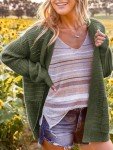 Casual Army Green Long Sleeve Cardigan for Women