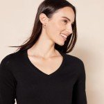 Lightweight Black V-Neck Sweater for Women
