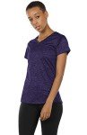icyzone Workout Shirts Yoga Tops Activewear V-Neck T-Shirts for Women Running Fitness Sports Short Sleeve Tees (M, Royal Blue/Purple/Charcoal)