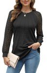 Trendy Black Lace Long Sleeve Blouse for Women