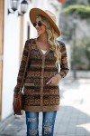 Printed Lightweight Open Front Cardigan with Pockets