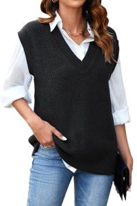 Arach&Cloz Women's Oversized Knit Sweater Vest