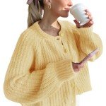 Yellow Long Sleeve Casual Chunky Knit Cardigan