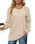 Jescakoo Women's Cable Knit Fall Sweatshirt