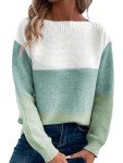 Green Knit Pullover Sweater for Women