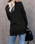 Black Long Sleeve Chunky Knit Cardigan with Pockets