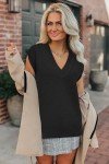 Arach&Cloz Women's Oversized Knit Sweater Vest