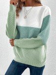 Green Knit Pullover Sweater for Women