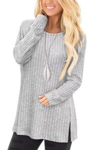 Lightweight Grey Long Sleeve Women's Sweater XL