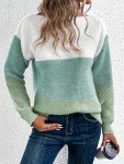 Green Knit Pullover Sweater for Women