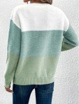 Green Knit Pullover Sweater for Women