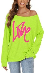 Chic Off-Shoulder Long Sleeve Neon Sweater Top