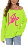 Chic Off-Shoulder Long Sleeve Neon Sweater Top