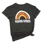 YourTops Women Good Vibes T-Shirt Tank Blouse Rainbow Shirt