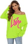 Chic Off-Shoulder Long Sleeve Neon Sweater Top