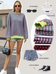 Striped Oversized Y2K Crewneck Sweatshirt for Women