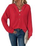 Cozy Women's Long Sleeve Waffle Henley Hoodie