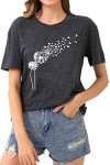 Women Dandelion Shirts Dandelion Graphic T Shirts Cute Casual Faith Shirt Tops (Grey, Medium)