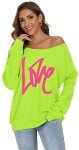 Chic Off-Shoulder Long Sleeve Neon Sweater Top