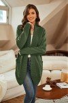 Grace Karin Open Front Long Cardigan - Army Green