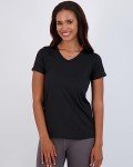 Real Essentials 5 Pack: Women's Short Sleeve V-Neck Activewear T-Shirt Dry-Fit Wicking Yoga Top (Available in Plus), Set 6, Large