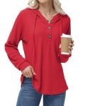 Cozy Women's Long Sleeve Waffle Henley Hoodie