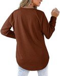 Trendy Caramel Long Sleeve Crewneck Sweatshirt for Women