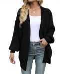 Oversized Black Chunky Knit Cardigan for Women