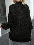 Oversized Black Chunky Knit Cardigan for Women
