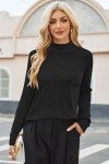 Arach&Cloz Women's Cashmere Turtleneck Sweater - Black