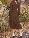 Coloody Women's Flowy Tiered Midi Dress - Coffee