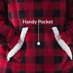 IvyH Oversized Red Plaid Hoodie Blanket Sweatshirt