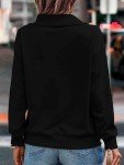 Black Turtleneck Quarter-Zip Sweatshirt for Women