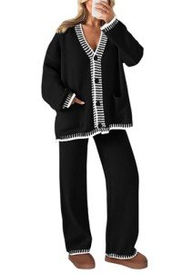 Women's Knit Lounge Set with Cardigan & Pants